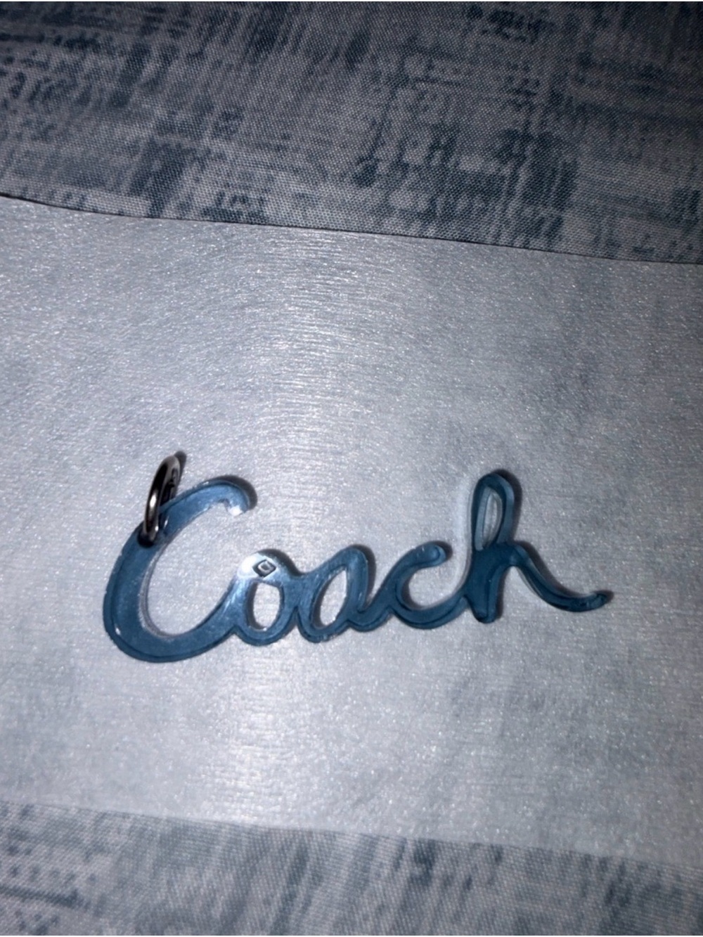 Coach Blue Script Keychain Charm